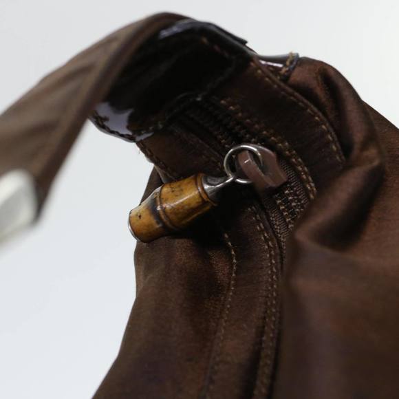 GUCCI Bamboo Hand Bag Nylon Brown Auth bs7822 - Picture 14 of 16